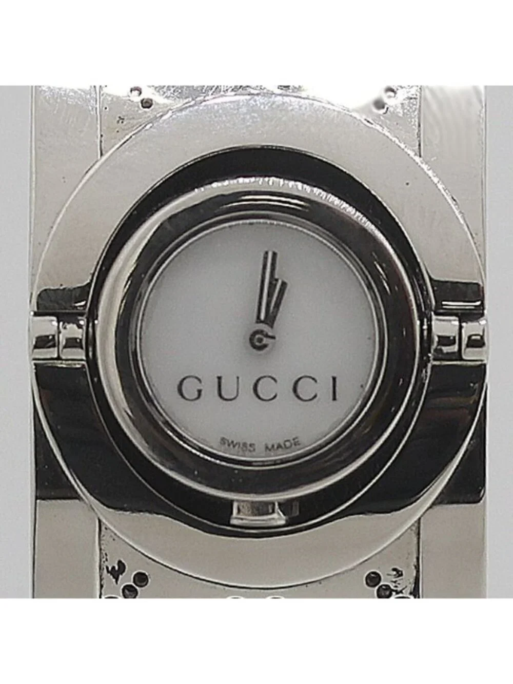 Gucci 112 Turn Face Quartz White Shell Dial Bangle Watch